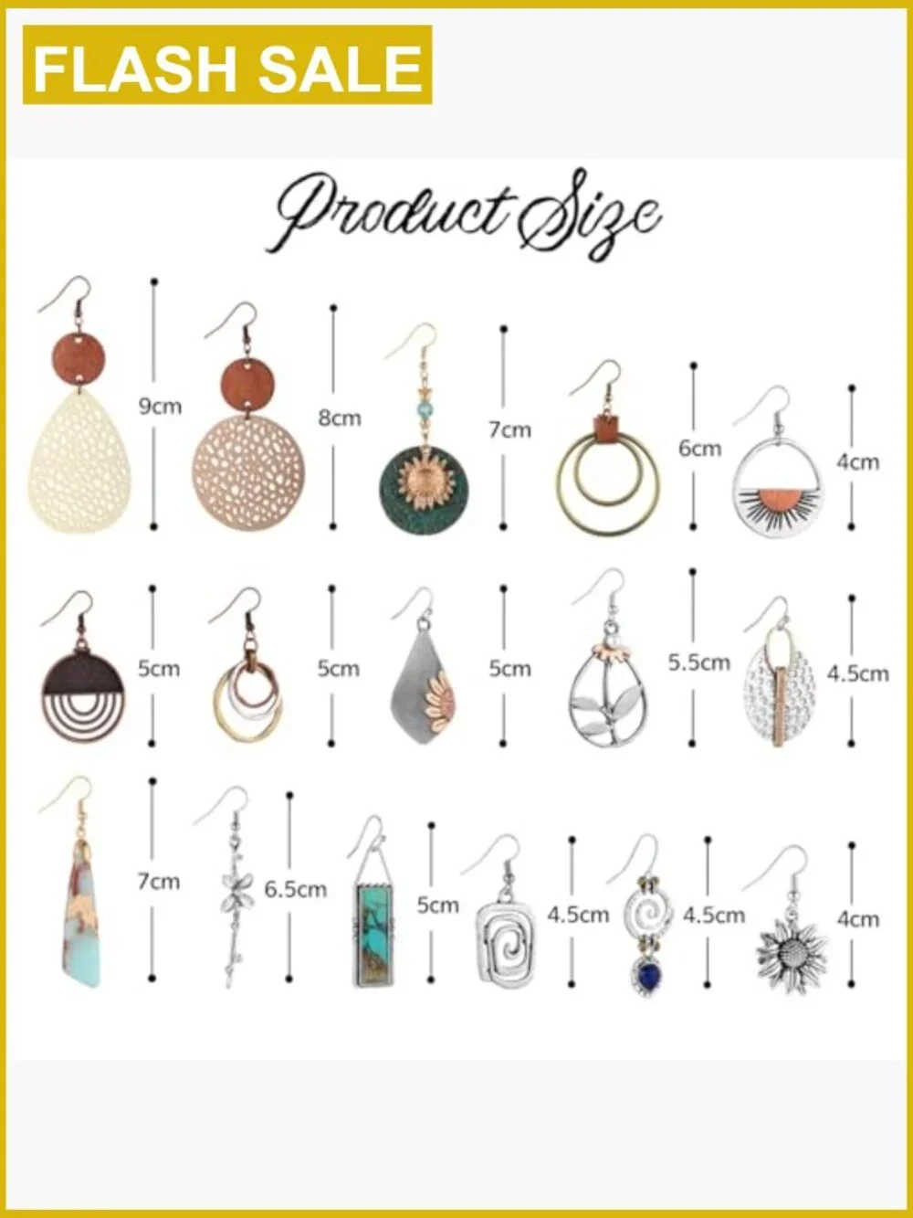 16 Pairs Boho Dangle Earrings, Wooden Leather Geometric Statement Jewelry